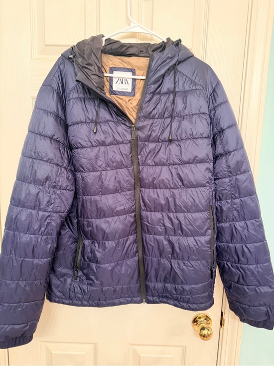 Zara Jackets & Blazers - Zara Navy Quilted Jacket with Hood